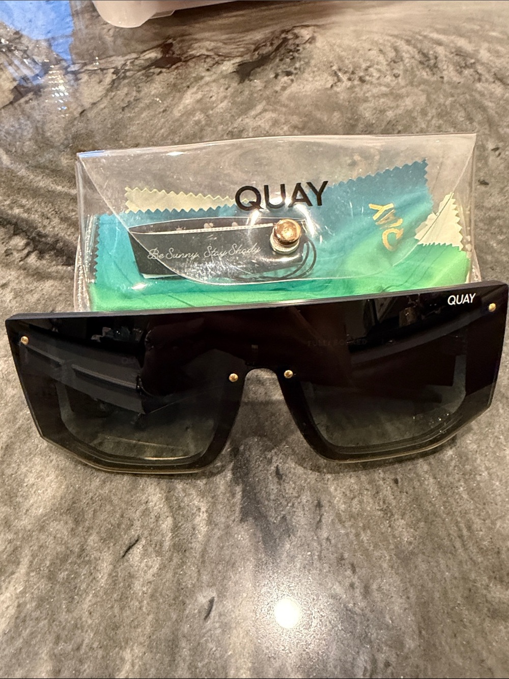 Quay Australia Black Shield Sunglasses with Gradient Lenses